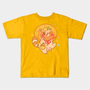 Happy Tanuki Yokai (Japanese Raccoon dog) Kids T-Shirt